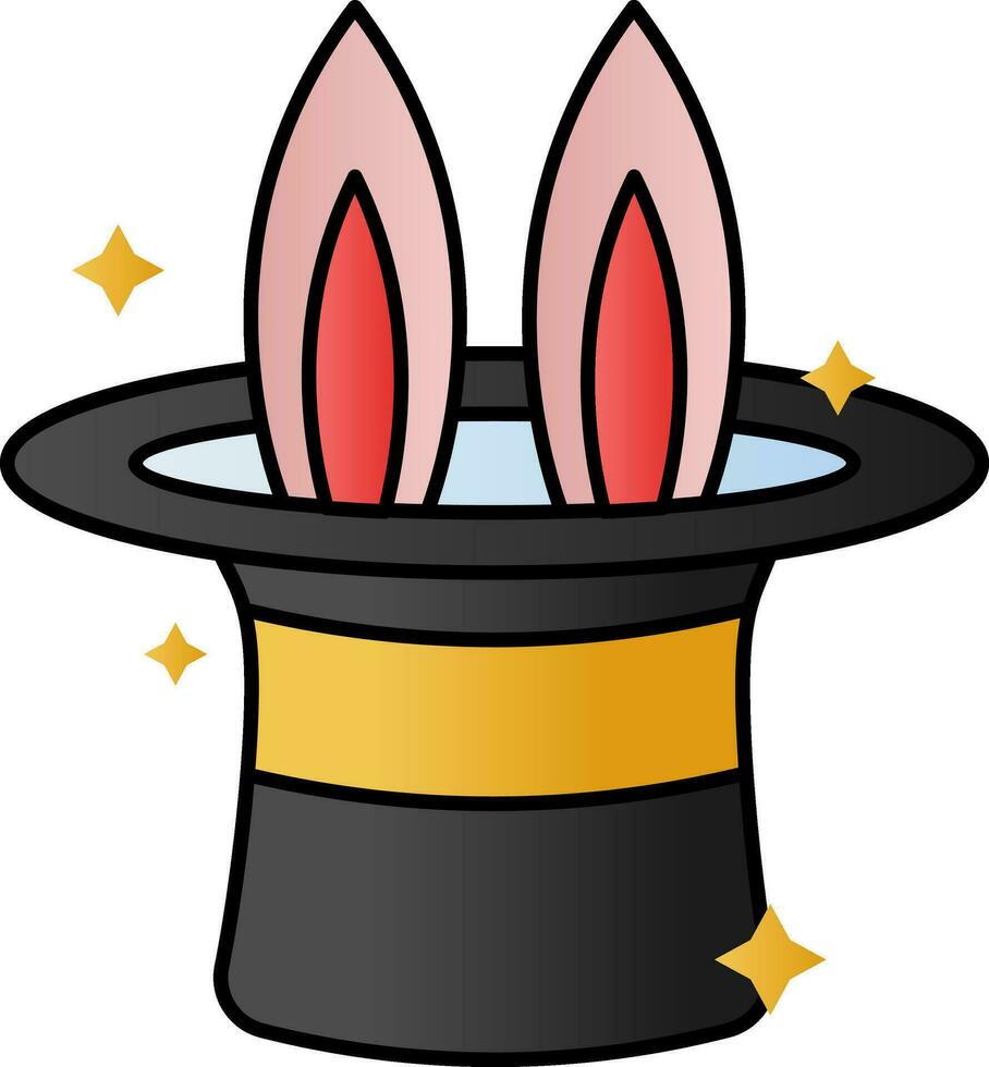 Conejo en sombrero vistoso icono en plano estilo. vector