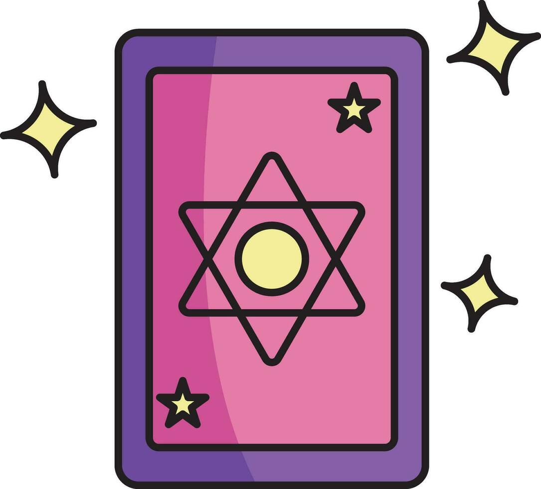 Star Of David Tarot Card Icon In Purple And Yellow Color. vector