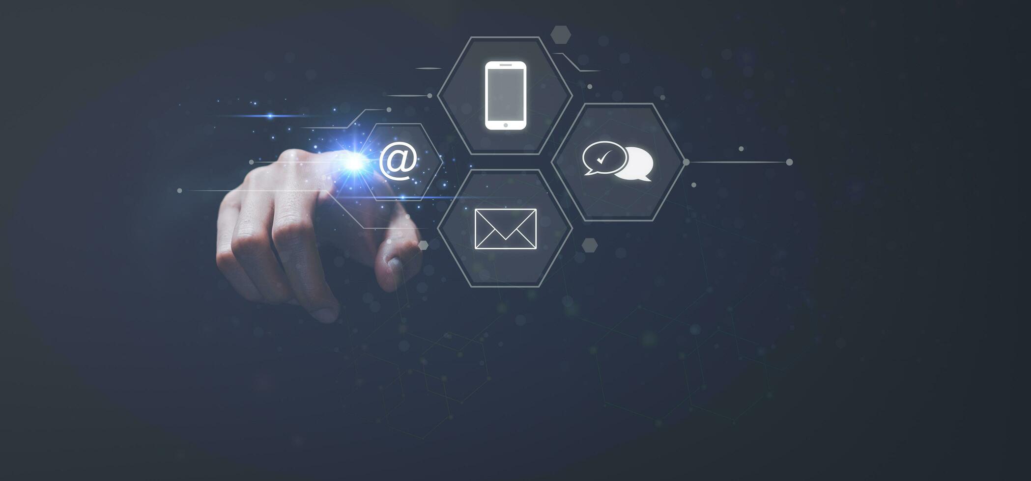Communication concept with email, message box and contacts icons ,e-mail marketing ,customer support ,Counseling and support hotline ,Connection with modern network technology ,contact us photo