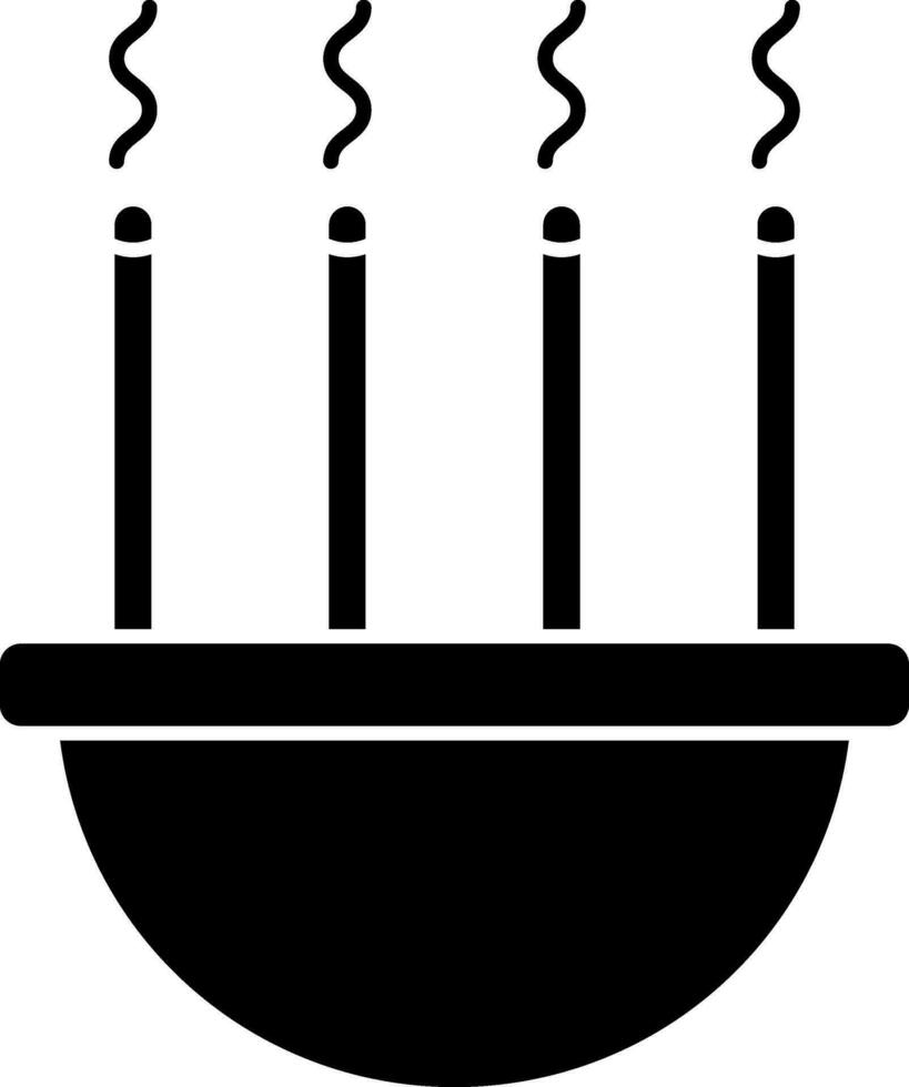 black and white incense burner icon in flat style. vector