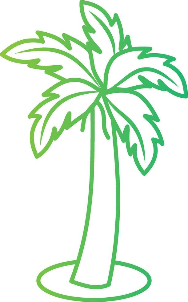 Green line art illustration of Palm tree icon. vector