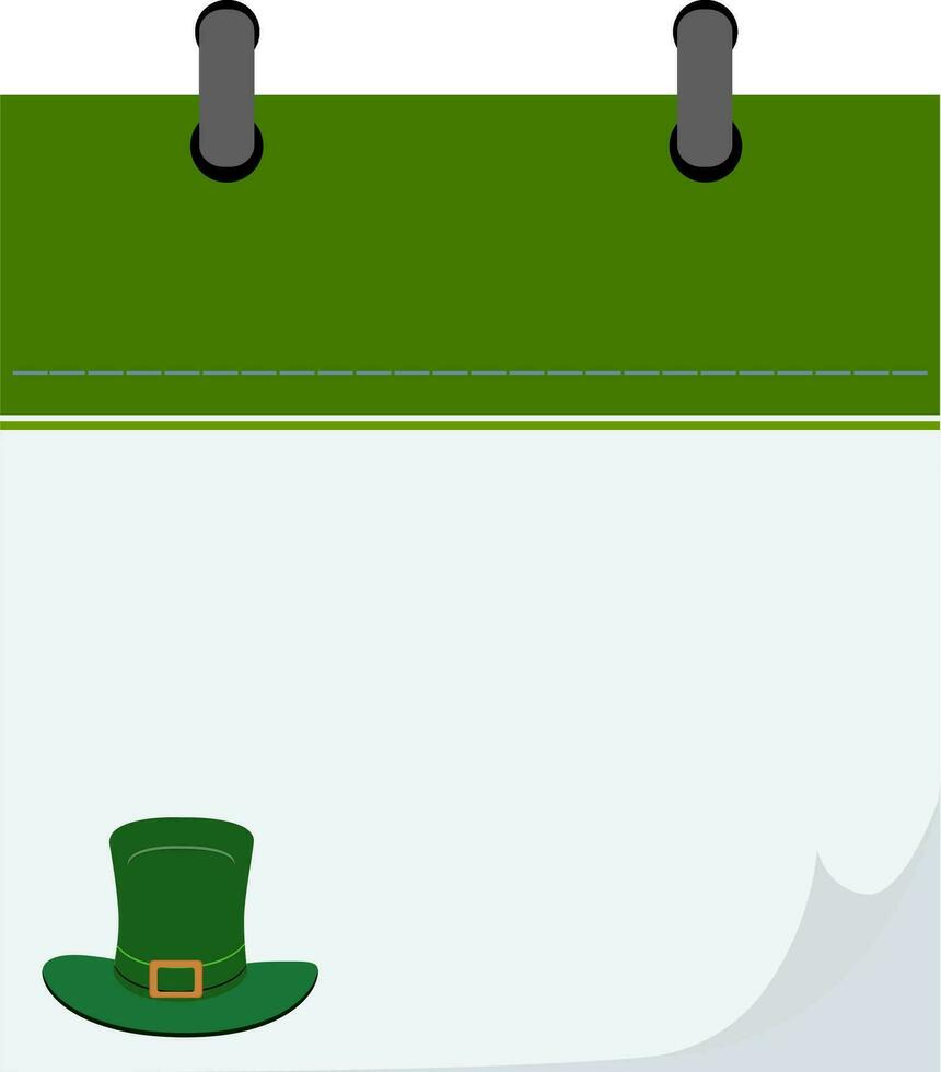 Flat calendar sign or symbol with leprechaun hat. vector