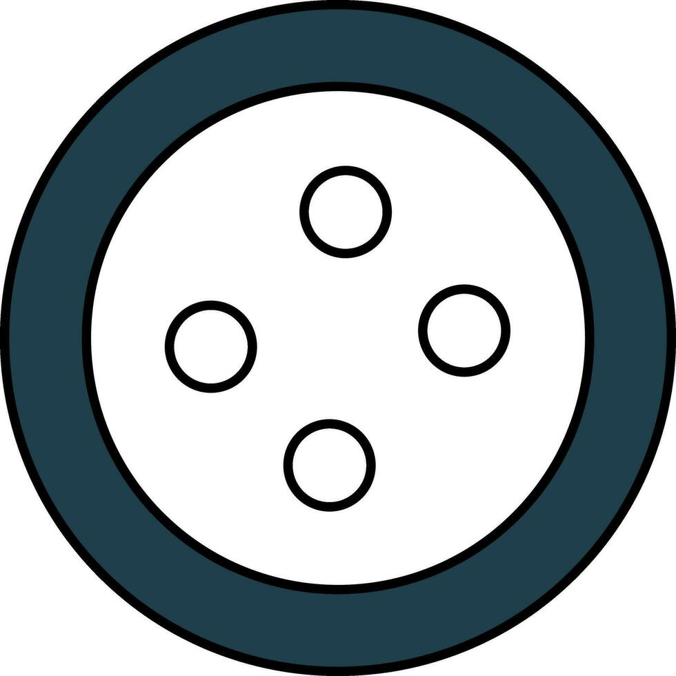 Sewing Button Icon In Teal And White Color. vector