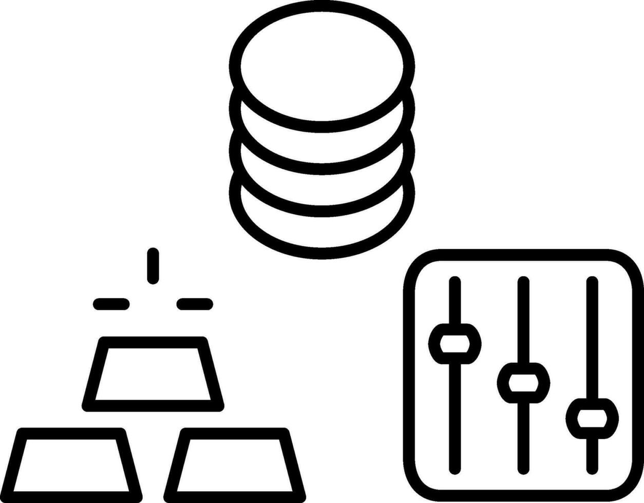 Financial money and gold setting icon in line art. vector