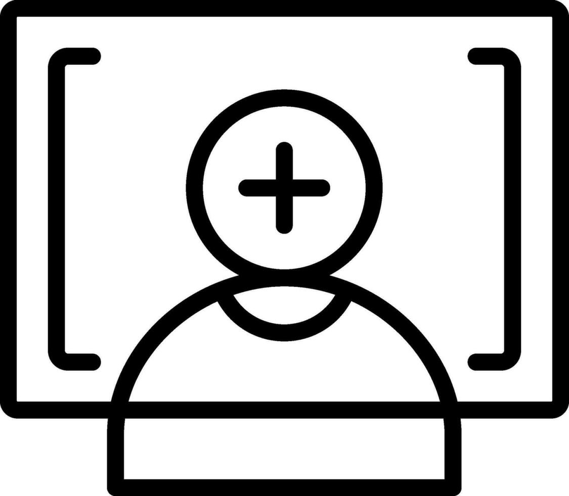 Black line art illustration of Face scan icon. vector