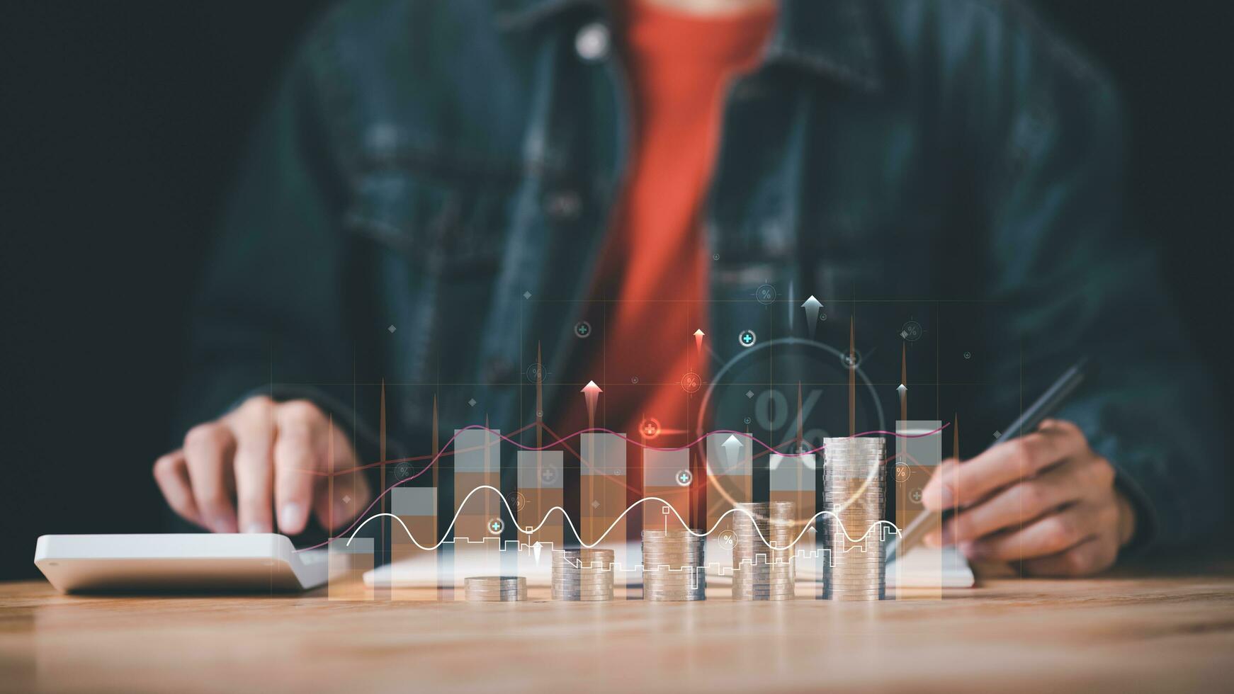 concept interest rates and dividends ,investment growth percentage and interest on deposits ,increase in interest rates ,Retirement returns ,increase of business profits,finance and investment photo