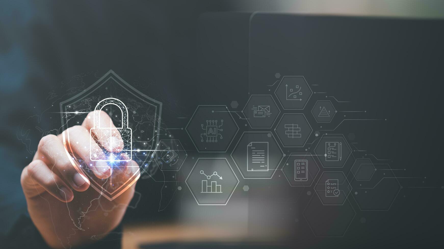 Data protection concept and secure internet security access ,cyber security technology ,Login to the online database with your username and password ,Protecting data from theft ,authentication photo