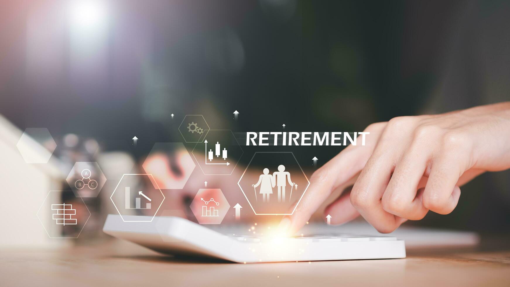 Retirement fund concept,financial and saving money ,investment savings ,Planning savings for future,financial preparation ,future risk management ,money growth and interest ,Senior assets and pensions photo