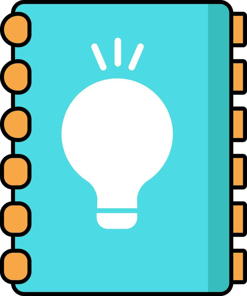 Light Bulb Symbol Book Orange And Turquoise Icon. vector