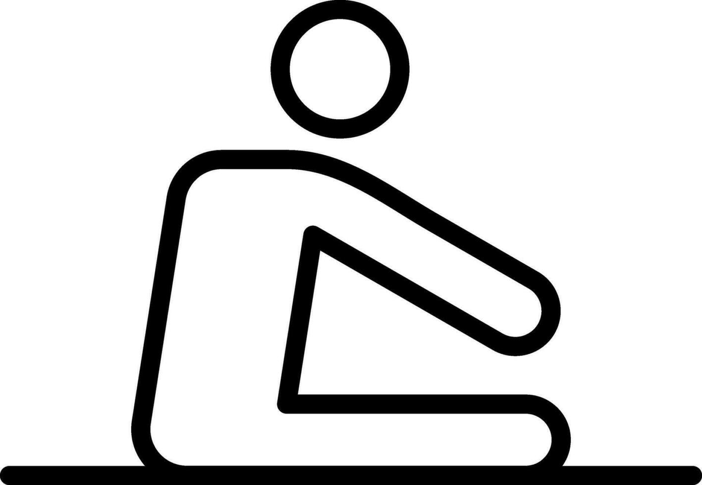 línea Arte humano ejercicio en paschimottanasana yoga actitud icono. vector