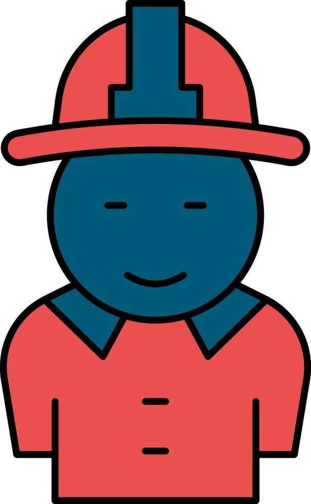 Firefighter Icon In Red And Blue Color. vector