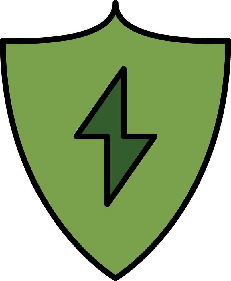 Green Electric Shield Icon Or Symbol. vector