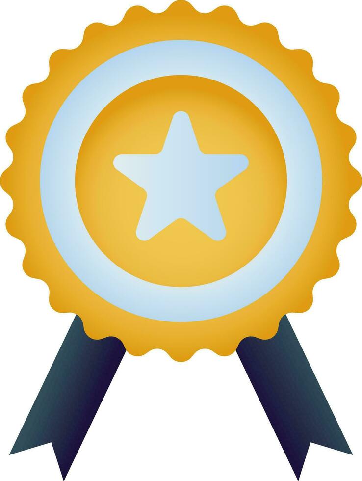 Star Badge Ribbon Icon In Blue And Golden Color. vector