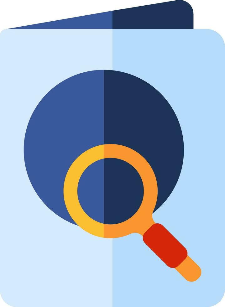 Book with Magnifying glass icon in flat style. vector