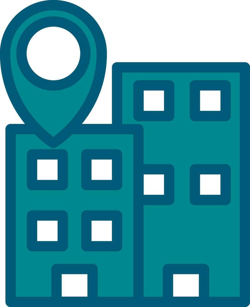 Building Location Icon In Cyan And White Color. vector