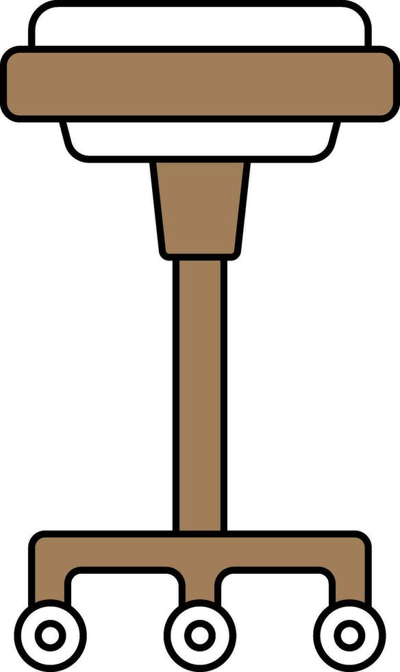 Flat Style Wheel Stool Icon In Brown And White Color. vector