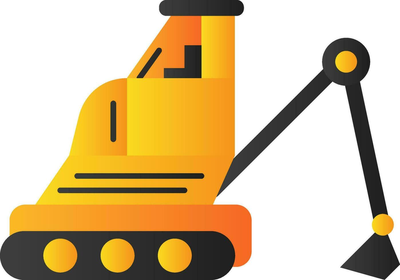 Gray And Yellow Excavator Or Backhoe Icon. vector