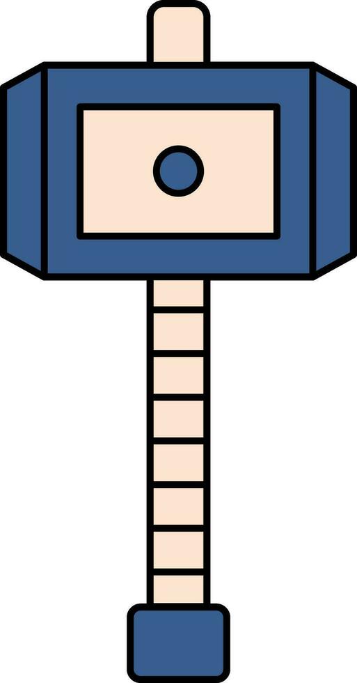 Peach And Blue Thor Hammer Icon Or Symbol. vector