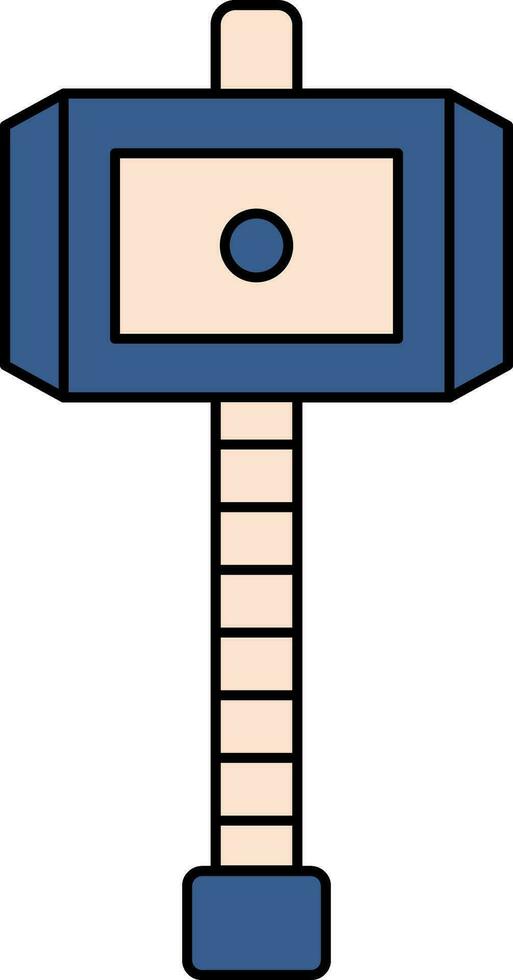 Peach And Blue Thor Hammer Icon Or Symbol. vector