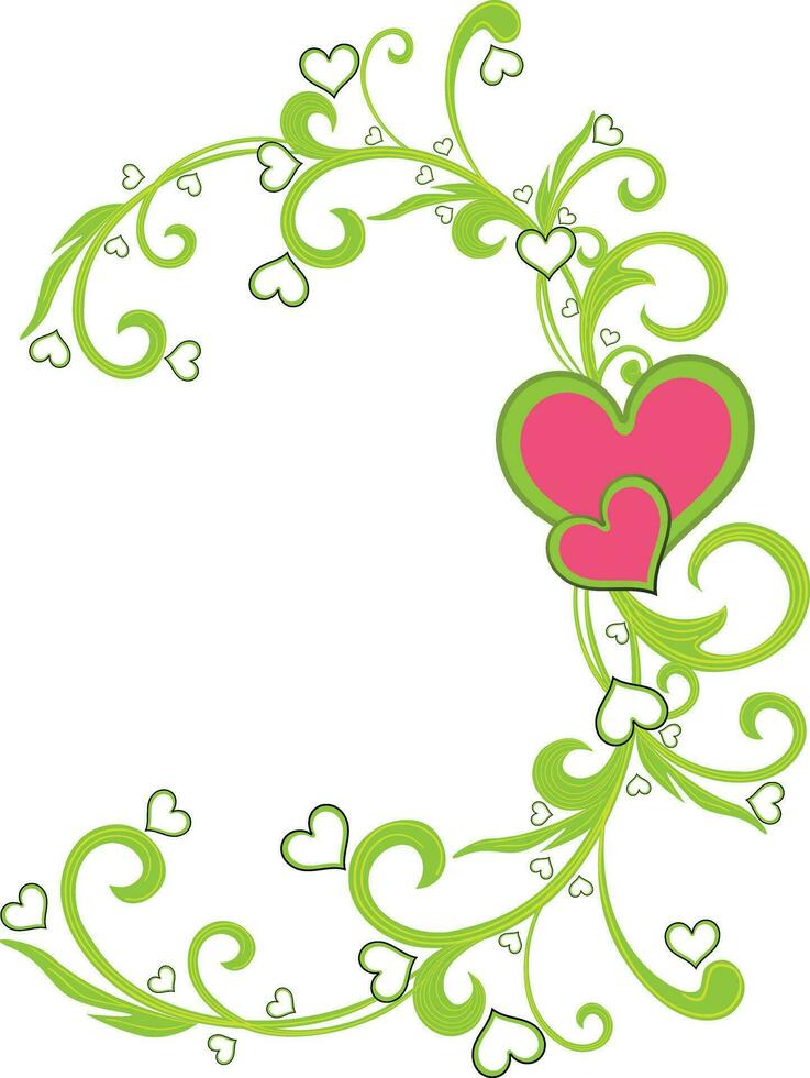 Vintage floral design with pink heart. vector