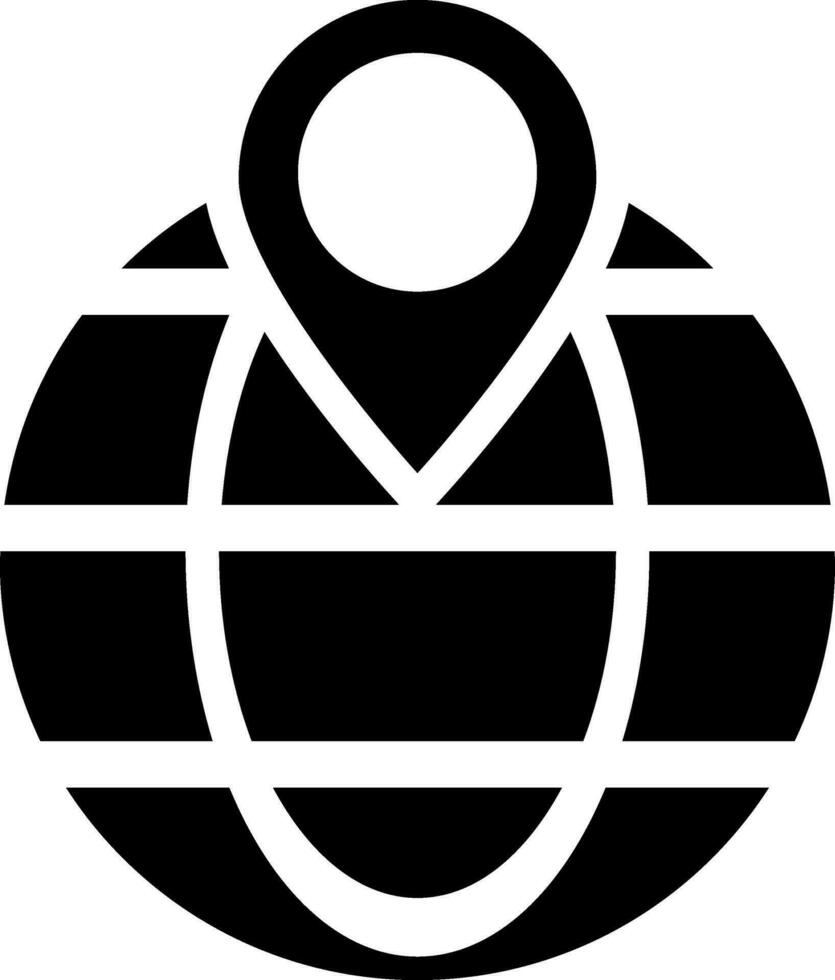 Global location searching icon in black and white color. vector