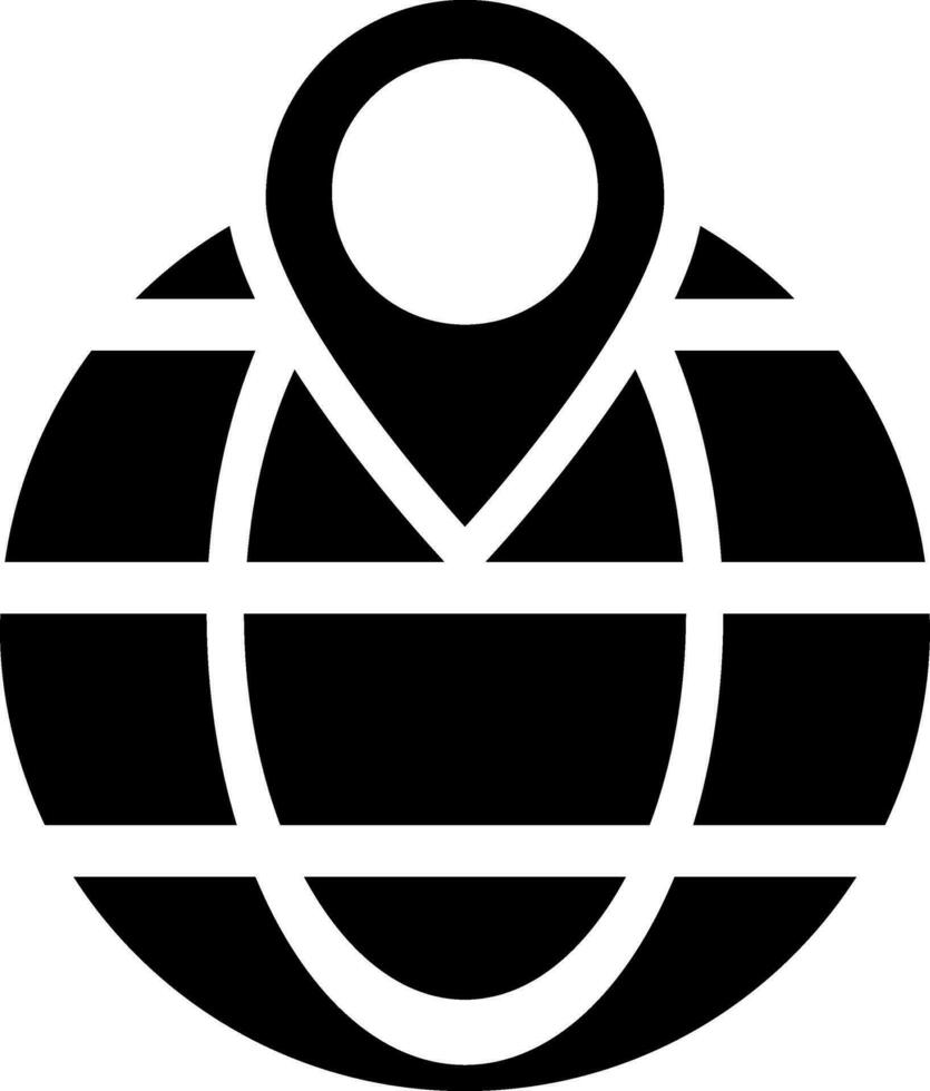 Global location searching icon in black and white color. vector