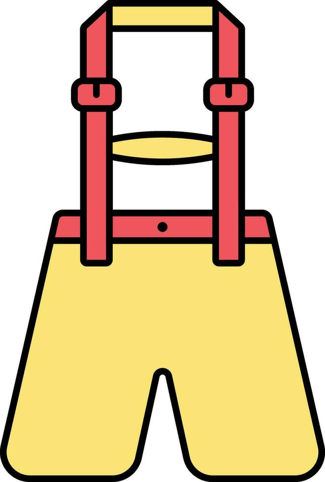 Flat Style Lederhosen Icon in Yellow and Red Color. vector