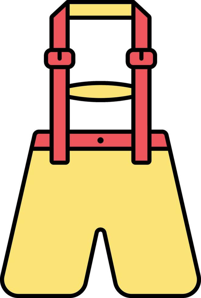 plano estilo lederhosen icono en amarillo y rojo color. vector