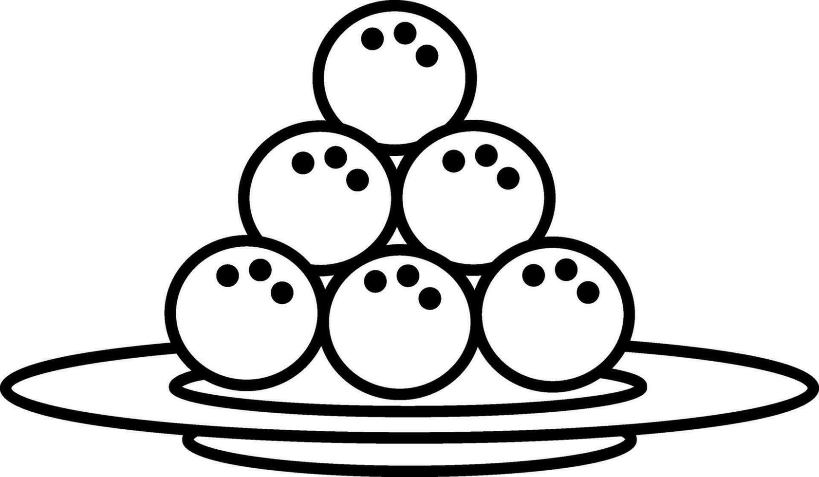 Laddu Plate Indian Sweet Icon In Black Outline Style. vector