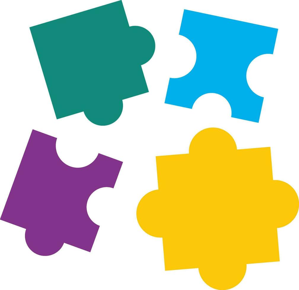 Colorful Jigsaw Puzzle Pieces On White Background. vector