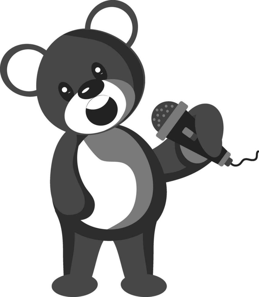 Teddy Bear Signing Icon In Black And White Color. vector