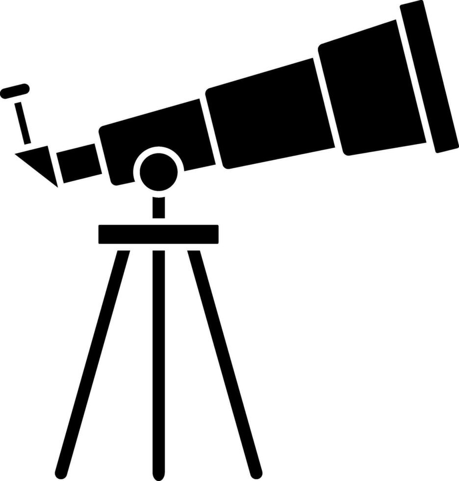 Isolated Tripod Telescope Icon in Black And White Color. vector