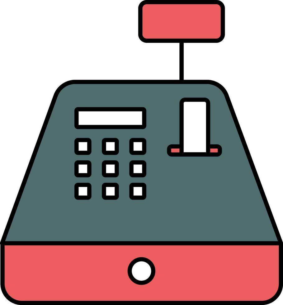 Red And Teal Cash Register Icon. vector