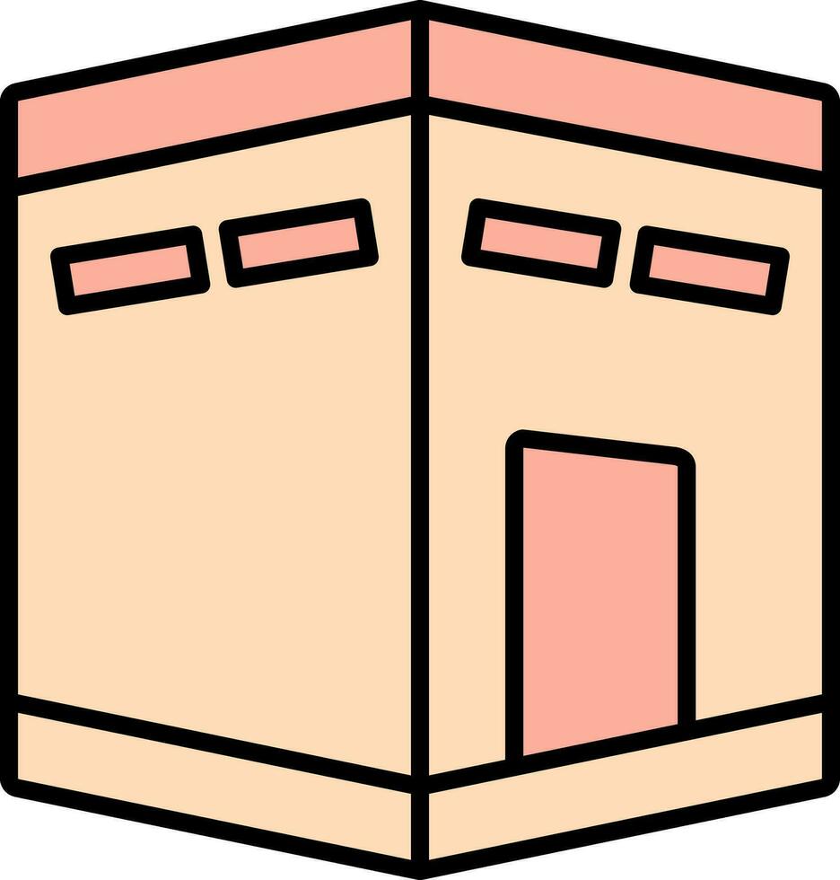 Kaaba Mecca Icon In Red And Orange Color. vector