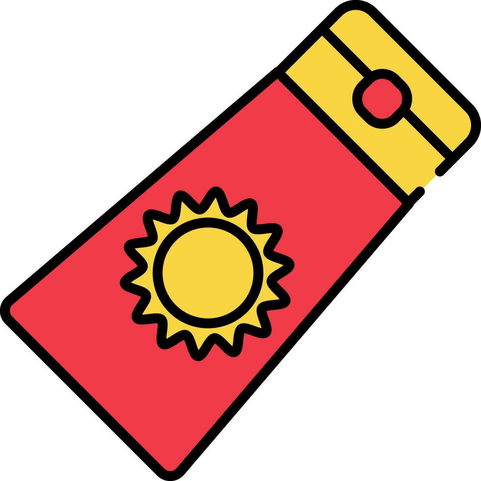 Sunscreen Icon In Red And Yellow Color. vector