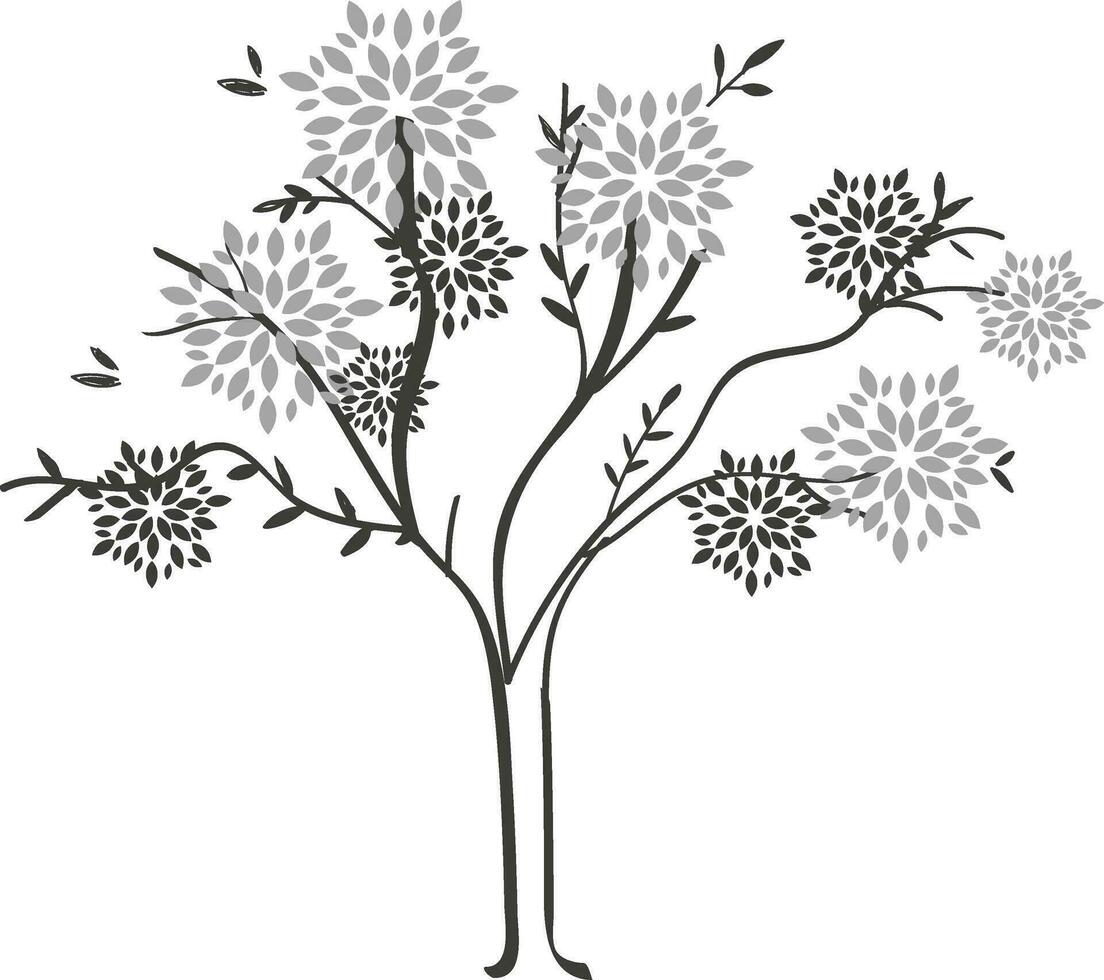 Black Flower Tree Flat Vector. vector