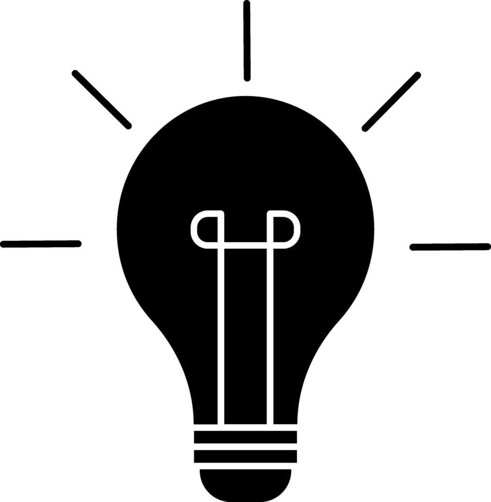 Illuminated electric bulb icon for idea concept. vector