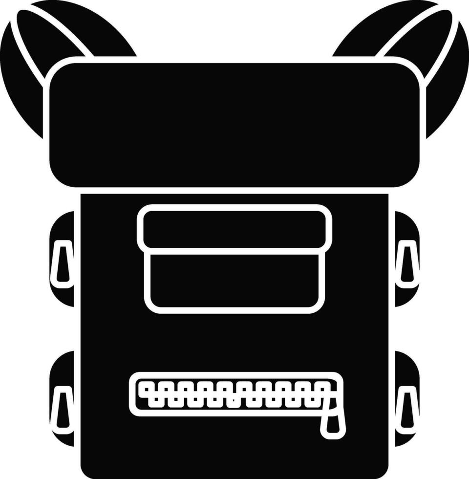 black and white Backpack Icon Or Symbol. vector