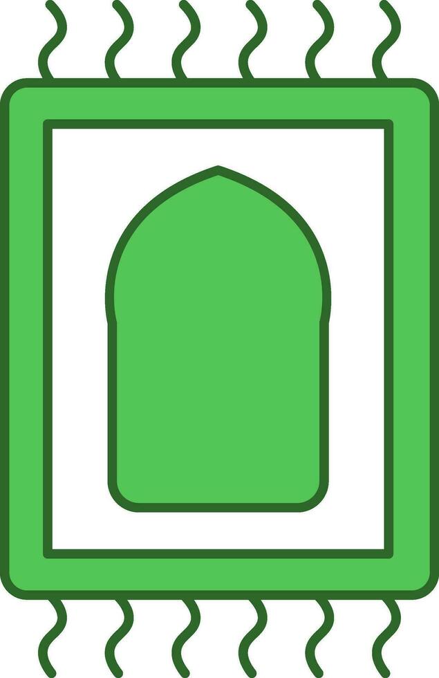 alfombra o sajadah icono en verde y blanco color. vector