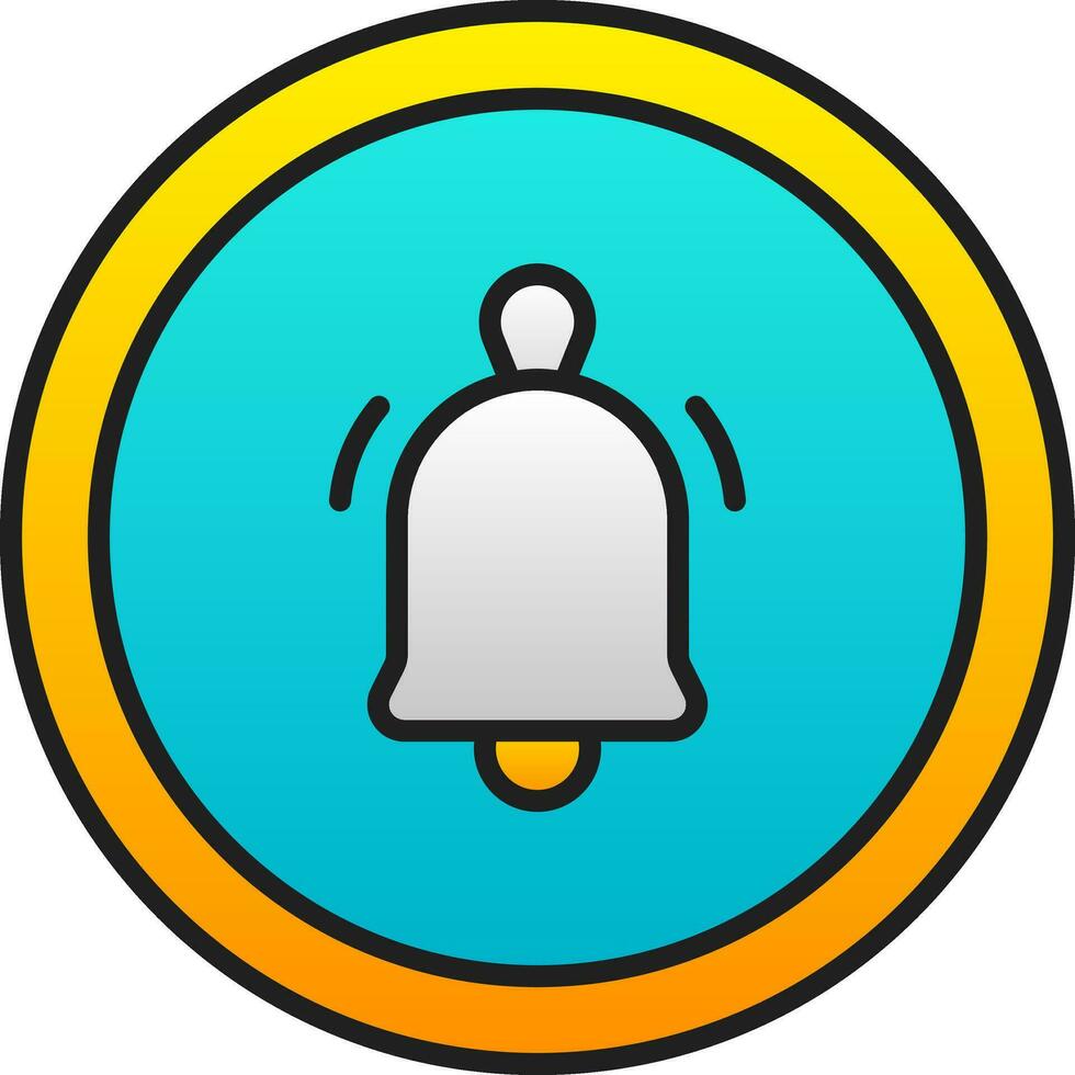 Yellow And Blue Bell Button Flat Icon Or Symbol. vector