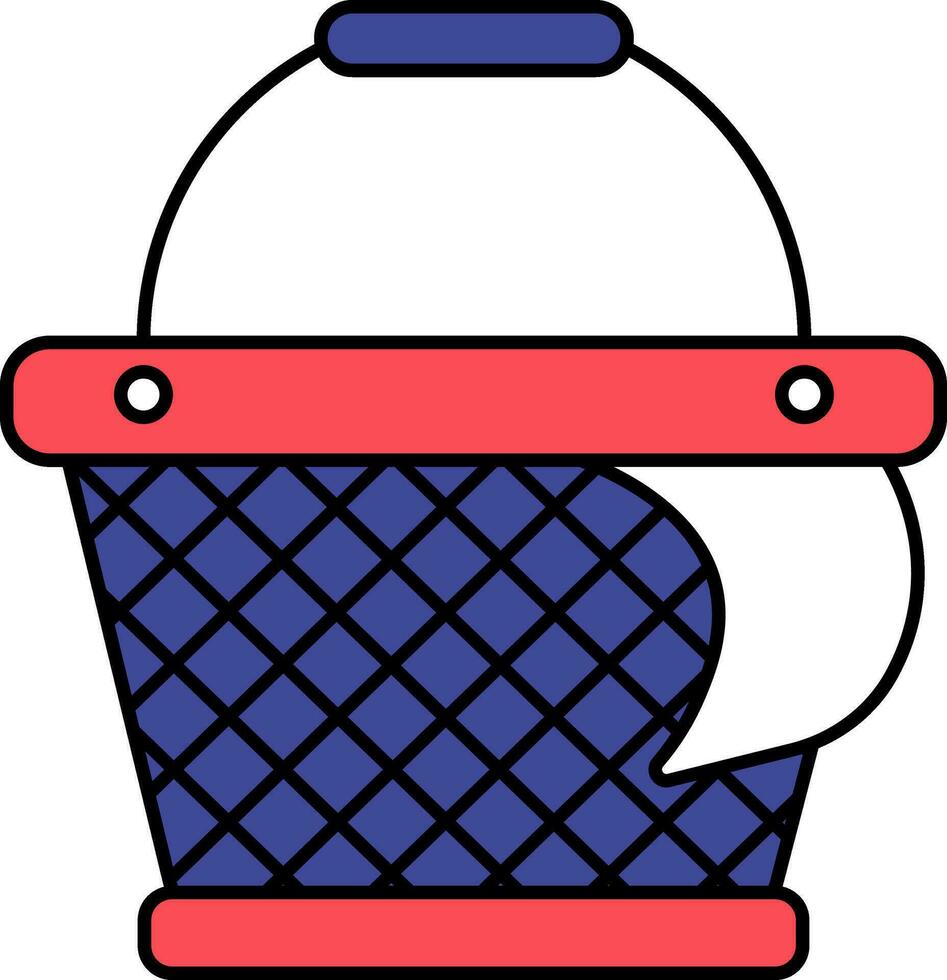 Shopping Basket Icon In Blue And Red Color. vector