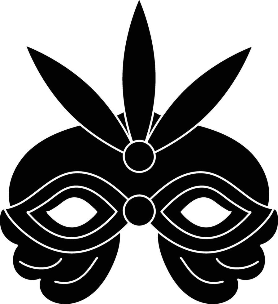 carnaval máscara icono en negro y blanco color. vector