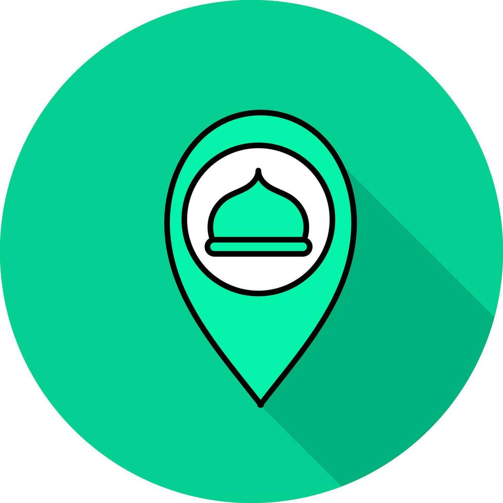 Mosque Map Pin Location Icon On Green Background. vector