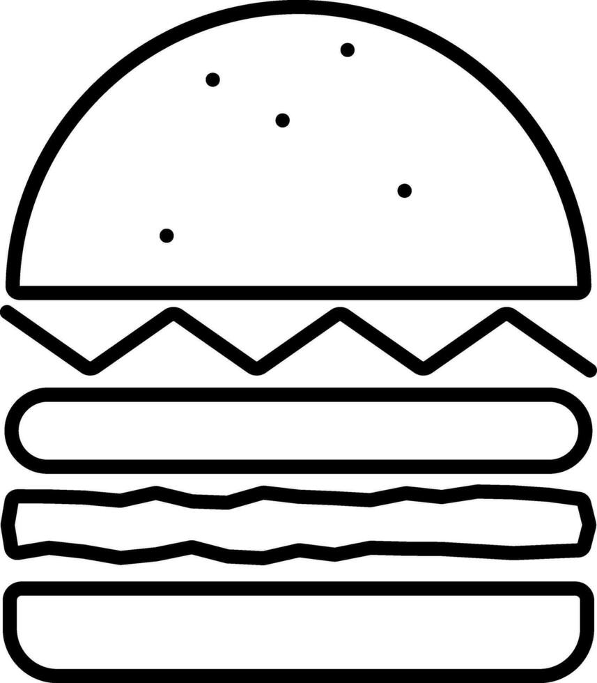 Cheese Burger Icon In Thin Line Art. vector