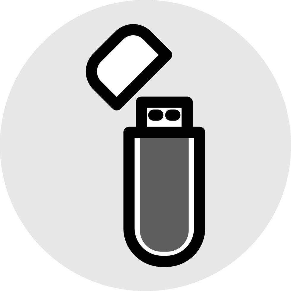 USB or Pen Drive icon in gray and black color. vector