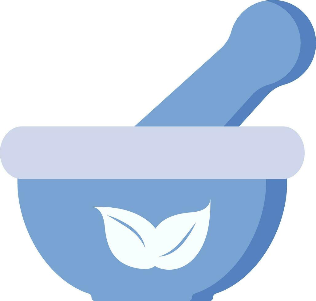 Mortar and Pestle Icon In Blue And White Color. vector