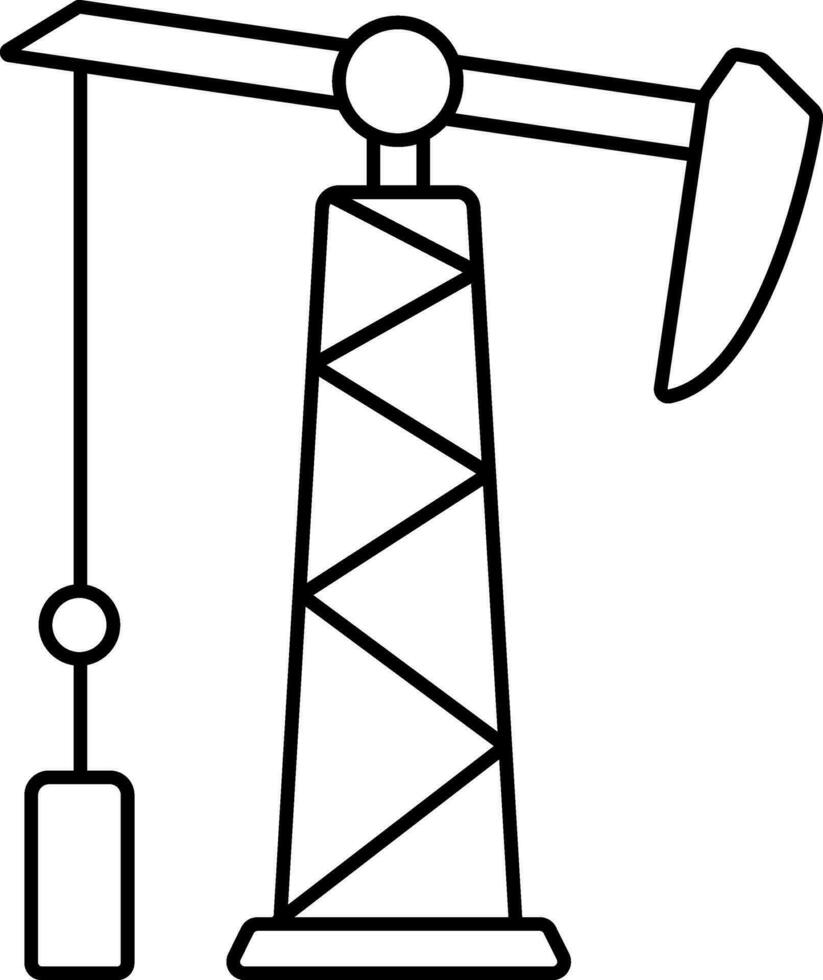 Illustration Of Pumpjack Icon In Black Outline. vector
