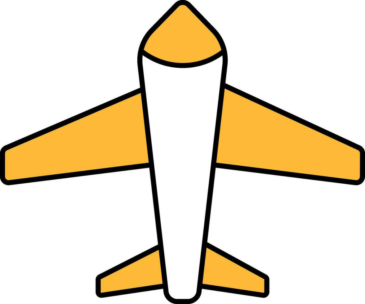 Yellow And White Airplane Icon In Flat Style. vector