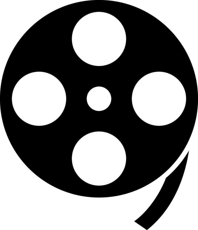 Film Reel Icon In black and white Color. vector