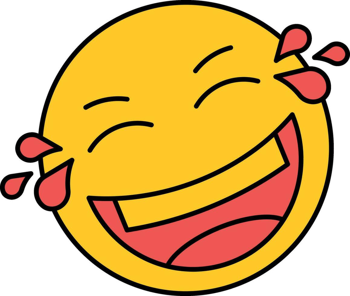 Laughing Face With Joy Of Tears Icon In Red And Yellow Color. vector